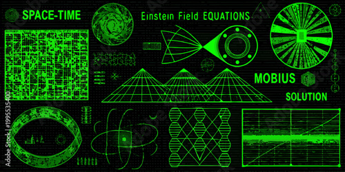 Fotografía Abstract representation of space time equations and complex geometric forms