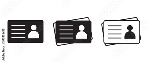 ID Card icon set. ID Card icon collection. Driver's license Identification card icon sign and symbol . ID Badge Symbol Identity sign. Vector illustration.