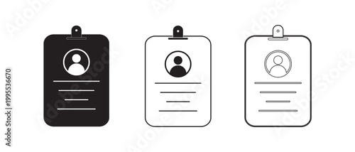 ID Card icon set. ID Card icon collection. Driver's license Identification card icon sign and symbol . ID Badge Symbol Identity sign. Vector illustration.