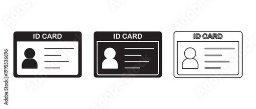 ID Card icon set. ID Card icon collection. Driver's license Identification card icon sign and symbol . ID Badge Symbol Identity sign. Vector illustration.