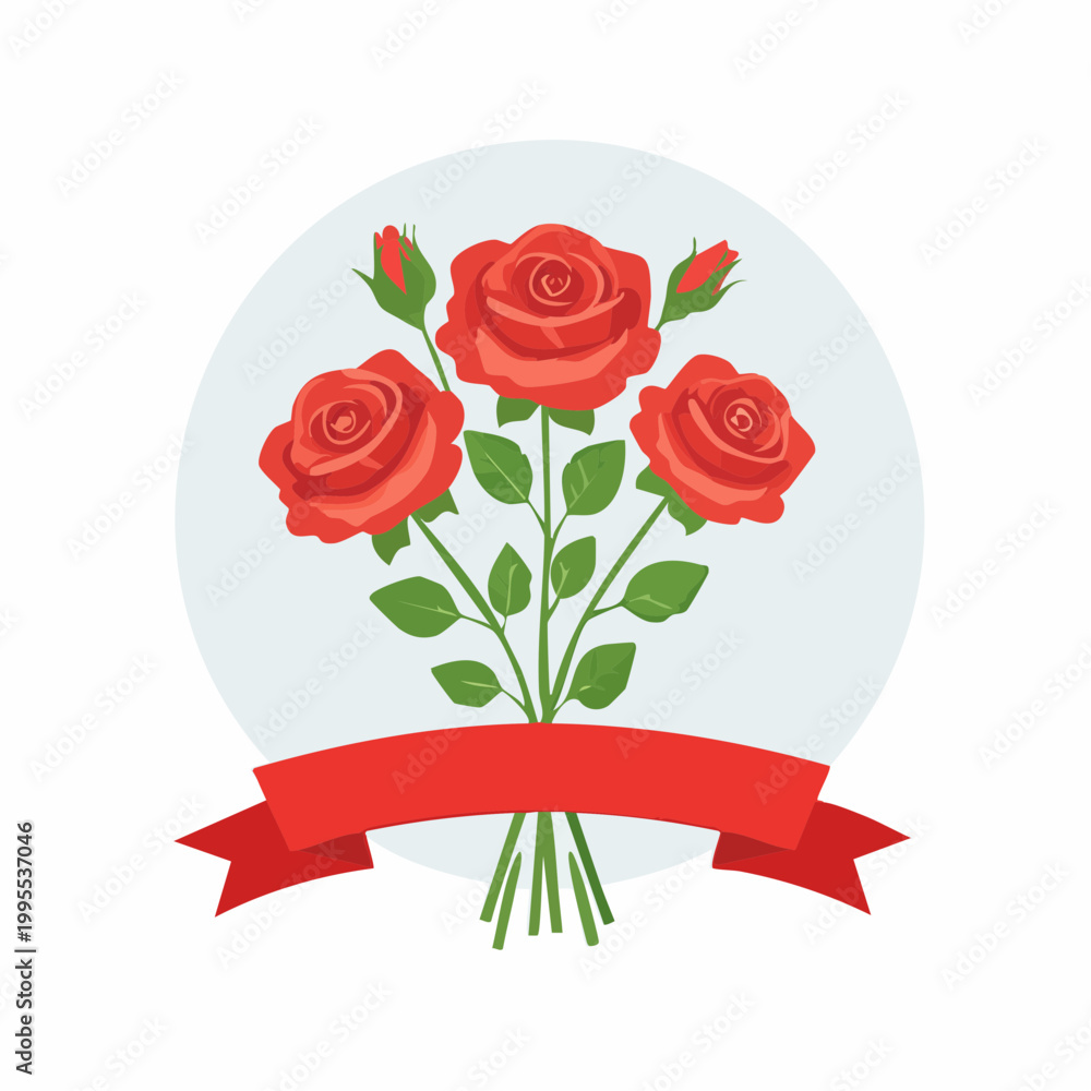 Fototapeta premium Bouquet of Red Roses with Ribbon