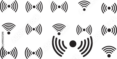 Wi-Fi signal icons on a white background pattern