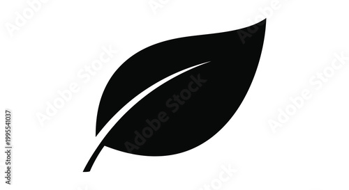 Simple black silhouette of a single leaf with a prominent vein