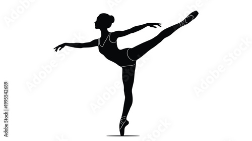 Foto Silhouette of a ballerina performing a graceful arabesque pose, elegant dance mo