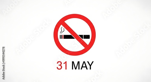 No Smoking Sign on World No Tobacco Day with Cigarette and Red Circle