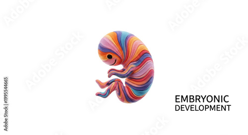 A colorful, abstract representation of embryonic development, symbolizing growth and new life