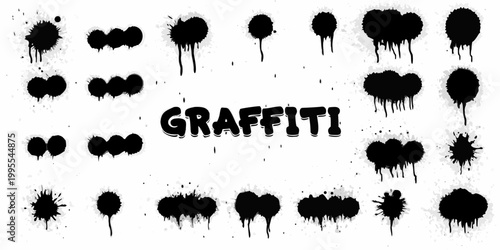 Black spray paint splatters and drips surrounding the word graffiti