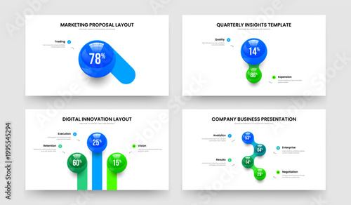 Advertising Visualization One Two Three Four Element Diagram Frame Design Vector Illustration Bundle. Product Launch 1 2 3 4 Option Infographic Slide Layout Collection.