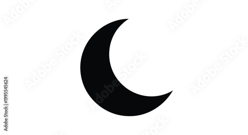 Simple black crescent moon illustration on a white background