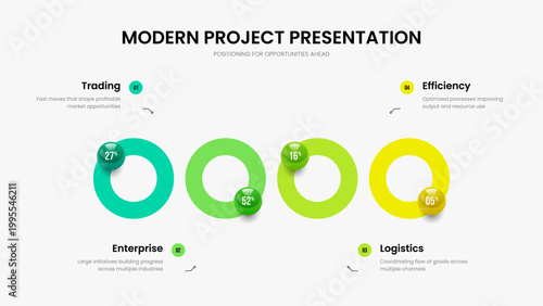 Advertising Campaign 4 Option Graph Slideshow Layout. Company Development Frame Design Vector Illustration. Marketing Portfolio Four Step Chart Presentation Template.