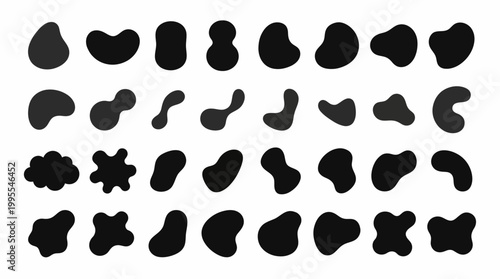 Abstract Irregular Shape Silhouette Icons Collection of Organic Blob‑Like Forms for Graphic Design, Patterns, and Artistic Inspiration