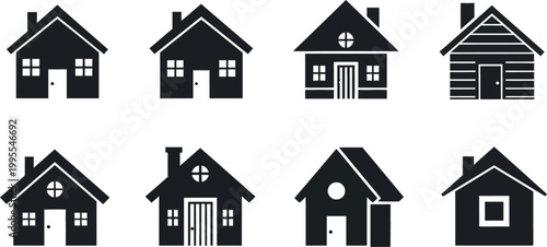 Collection of Diverse House Icons Silhouette - Real Estate Symbols