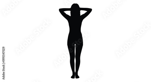 Silhouette of a woman with hands behind her head facing upwards