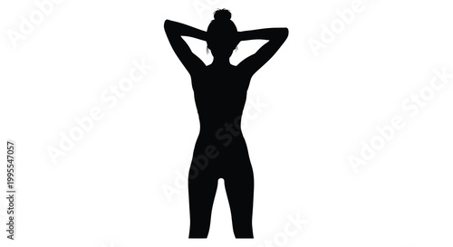 Silhouette of a woman with hands behind her head in a relaxed pose