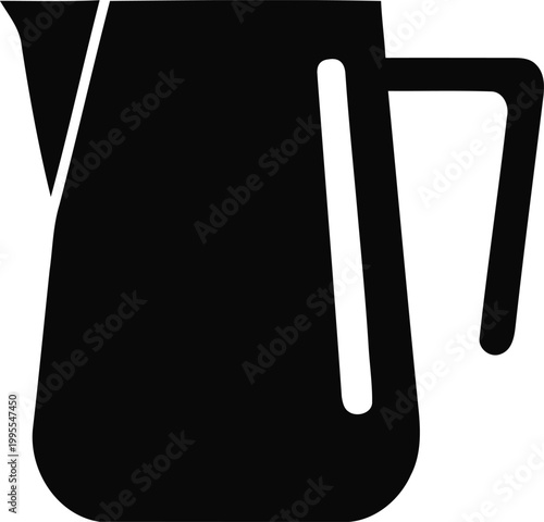 Minimalist black and white illustration of a classic pitcher or creamer simple design