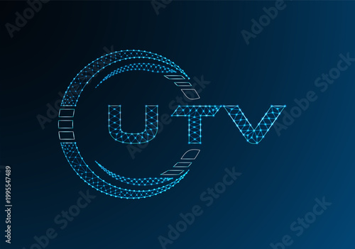 UTV low poly letter logo vector design. UTV lower poly logo design. Low poly logo.