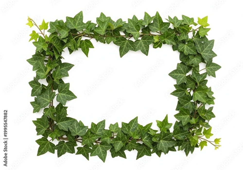 Fototapeta premium Rectangular frame made of green ivy leaves