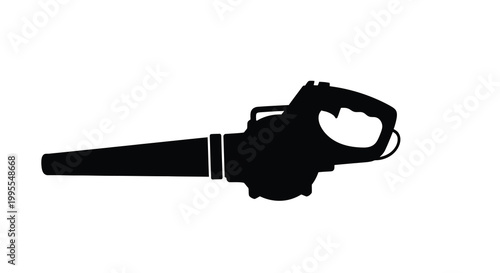 Black silhouette of a handheld leaf blower side view