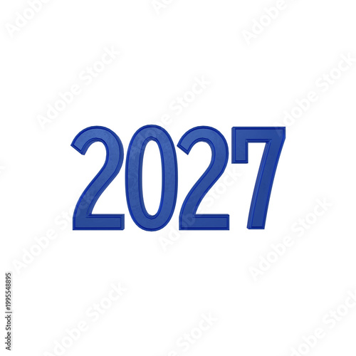 2027年 2027 3DCG レンダリング画像 数字 年 ガラス 透過PNG