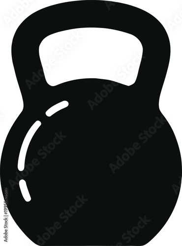 A minimalist black and white illustration of a kettlebell representing strength fitness and athletic training equipment