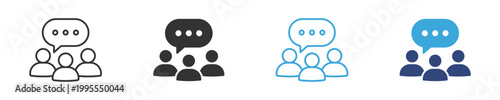 Foto Team communication icon set, Group chat icons, User discussion symbols, Communit