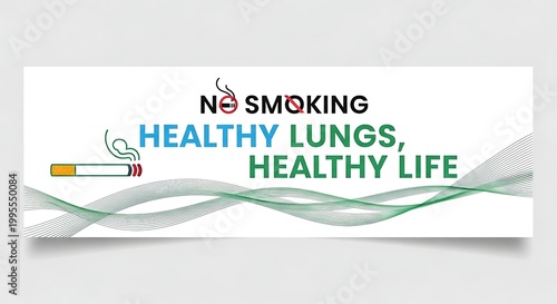 A sign displays a no smoking warning with healthy lungs and healthy life message next to a cigarette.