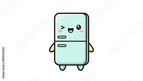 Kawaii business woman vector character, cute chibi girl in pink suit holding IOT tablet, professional female mascot with mint hair and winking expression