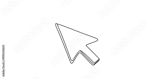 Computer mouse cursor arrow one line drawing vector icon
