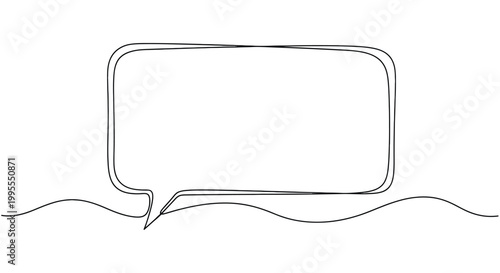 Empty speech bubble outline in single line drawing style with continuous line
