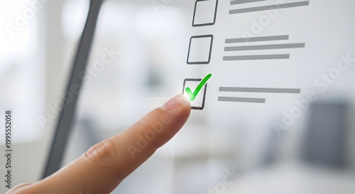 Expert Finger Pressing Checklist Icon for Task Completion and Compliance