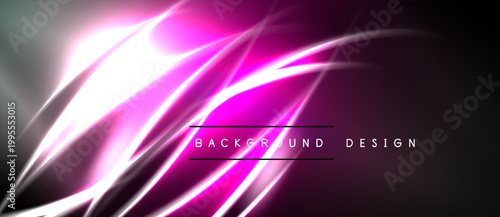 Abstract pink, white streaks over black background. Dynamic lines create modern design, suitable for digital projects. Bright, energetic visual.