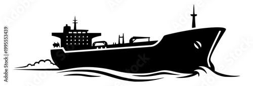 vector icon of a tanker ship transporting oil
