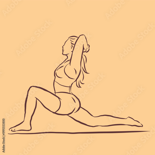 woman in exercise pose 06 vector for illustration card decoration