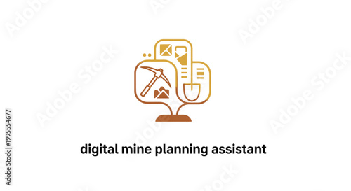 Digital Mine Planning Assistant Icon Depicting Mining Tools and Data.