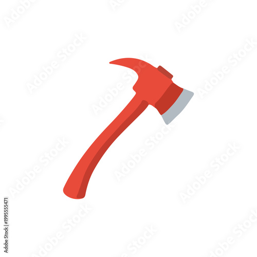 Red Firefighter Axe Vector Illustration Isolated on White