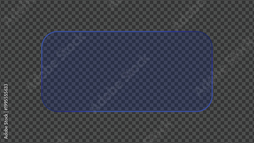 Blue Liquid Glass Light Frame Button and HUD Interface Isolated on Transparent Background