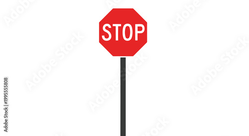 A classic red octagonal stop sign on a black metal pole