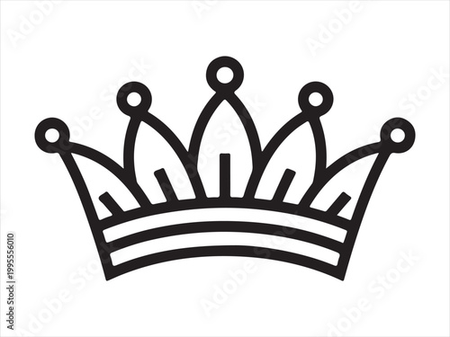 Crown icon simple line art symbol, Crown line art vector illustration, royal king queen tiara outline design