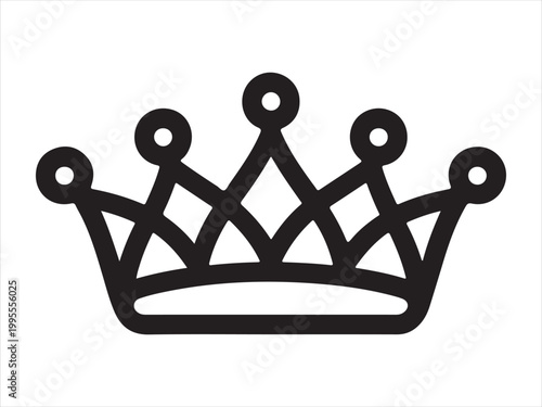 Crown icon simple line art symbol, Crown line art vector illustration, royal king queen tiara outline design