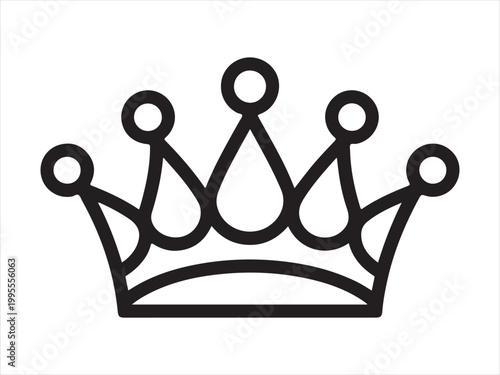 Crown icon simple line art symbol, Crown line art vector illustration, royal king queen tiara outline design