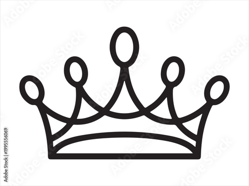 Crown icon simple line art symbol, Crown line art vector illustration, royal king queen tiara outline design