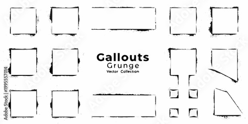 Collection of distressed rectangular and square callout boxes in black