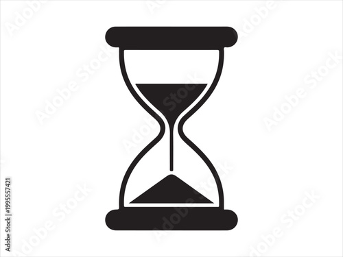 Countdown timer black silhouette vector, Classic hourglass icon in minimalist design for time sand clock time concept icon design