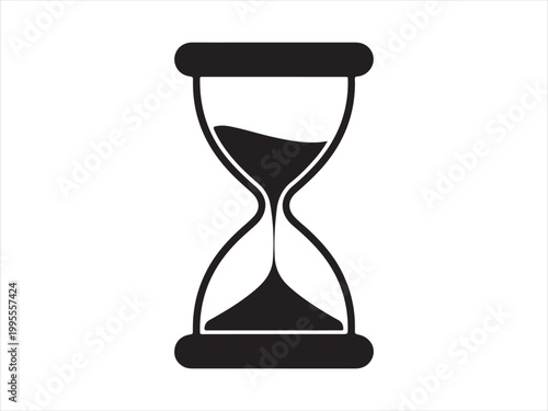 Countdown timer black silhouette vector, Classic hourglass icon in minimalist design for time sand clock time concept icon design