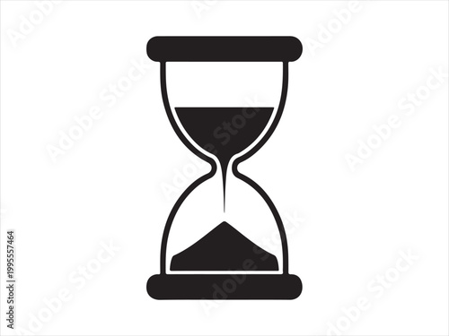 Countdown timer black silhouette vector, Classic hourglass icon in minimalist design for time sand clock time concept icon design