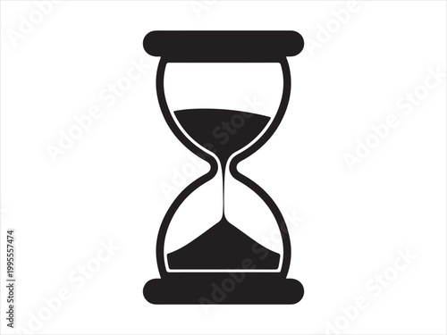 Countdown timer black silhouette vector, Classic hourglass icon in minimalist design for time sand clock time concept icon design