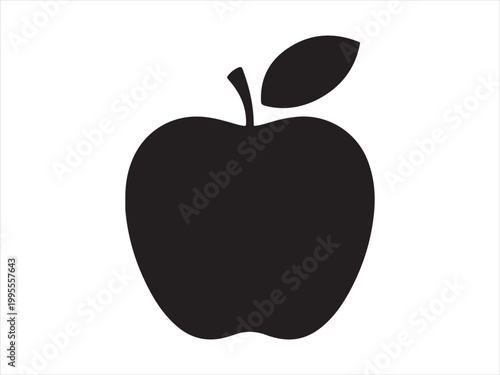 Simple black apple vector icon, vector illustration, fruit icon simple minimal design