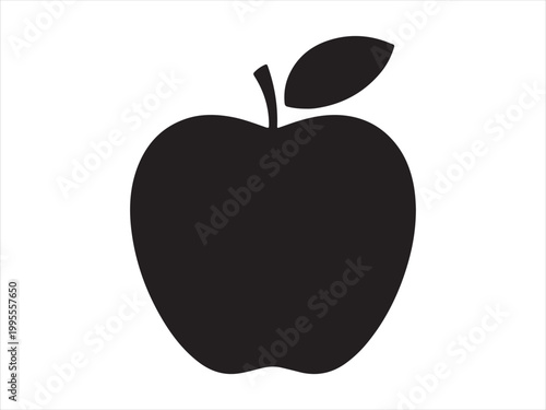 Simple black apple vector icon, vector illustration, fruit icon simple minimal design