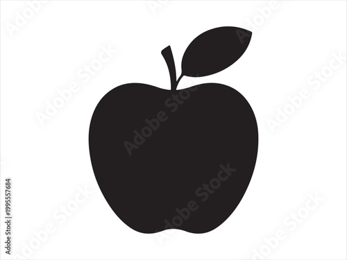 Simple black apple vector icon, vector illustration, fruit icon simple minimal design