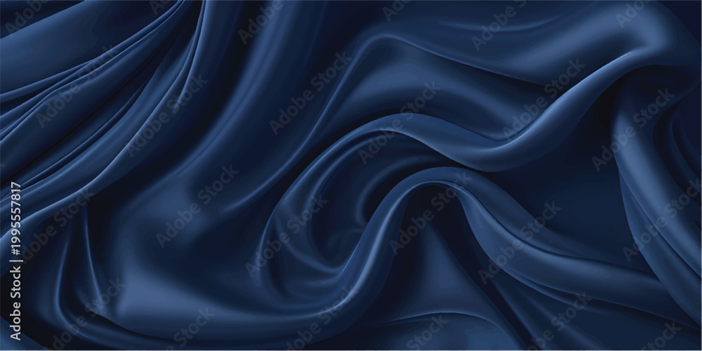 Fototapeta premium Luxury deep teal blue silk satin wavy texture background with elegant liquid folds soft shadows and a grainy finish